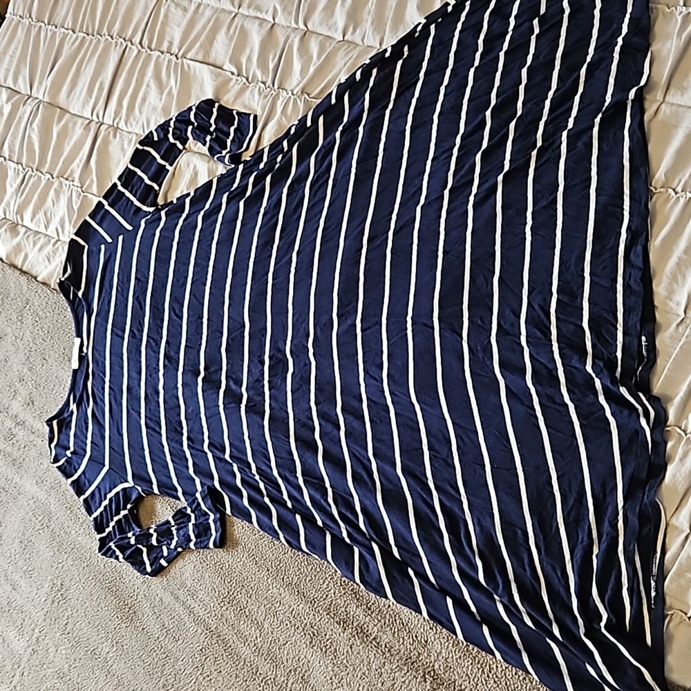 Reborn Navy and White Striped Swing Dress